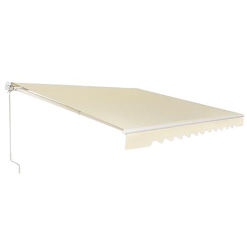 COSTWAY Tenda da Sole per Esterno Avvolgibile 3,6 x 3 M, Tenda da Sole a Bracci Estensibili con Telaio in Alluminio, Tettuccio Resistente al Sole e Impermeabile e Manovella (3,6 x 3 M, Beige)