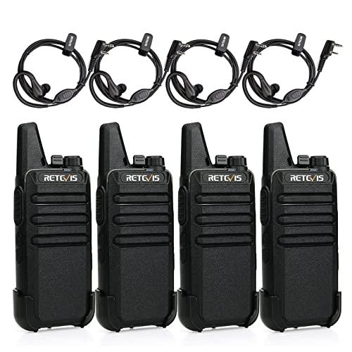 Retevis RT622 Walkie Talkie, PMR446 Licenza-libera, Mini Ricetrasmittente Professionale, VOX, Portatile Walkie Talkie Ricaricabili con Auricolare per Scuola, Ristoranti (Nero, 2 Paia)