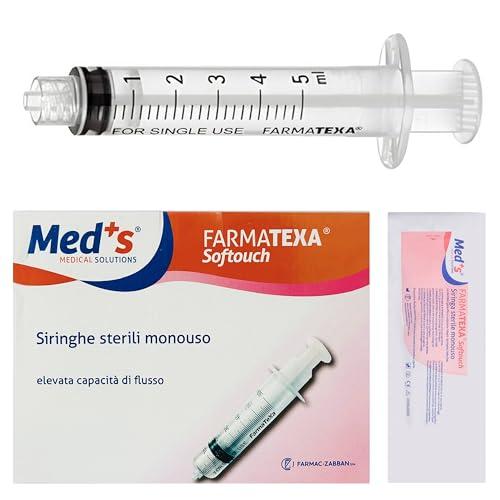 100 Siringhe monouso sterili da 5 ml attacco LUER LOCK - Siringa sterile senza ago