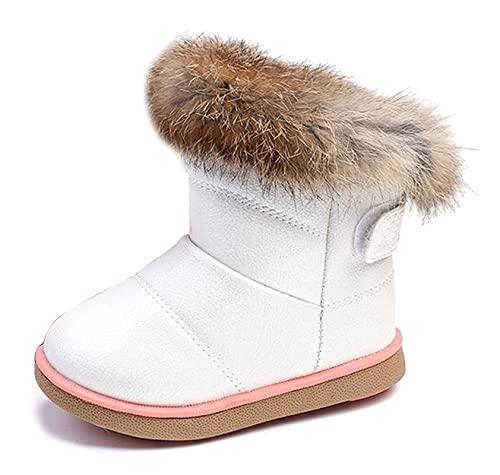 KVbabby Bambine e Ragazze Carino Stivali da Neve Morbide Fodera calda Stivali Scarpe di Cotone Piatto Pelliccia Stivali,bianco,29 EU = produttore 30