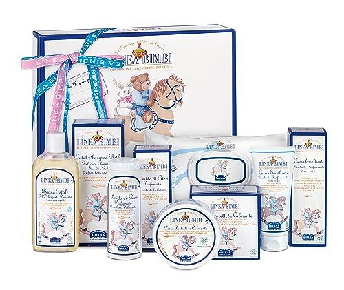 Helan, Linea Bimbi - Dolce Benvenuto Set Neonato con Shampoo Bagnoschiuma 250ml, Amido di Riso Bagnetto 75gr, Salviette 60Pz, Crema Cambio Pannolino 100gr, Crema 100ml