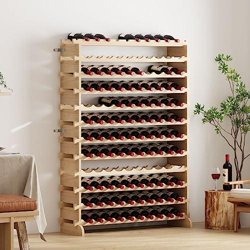 SogesHome Portabottiglie di Vino Organizer in Legno Porta bottiglie da vino Porta bottiglie e armadietti da vino per 120 Bottiglie per Vino da ripiano per Soggiorno Legno