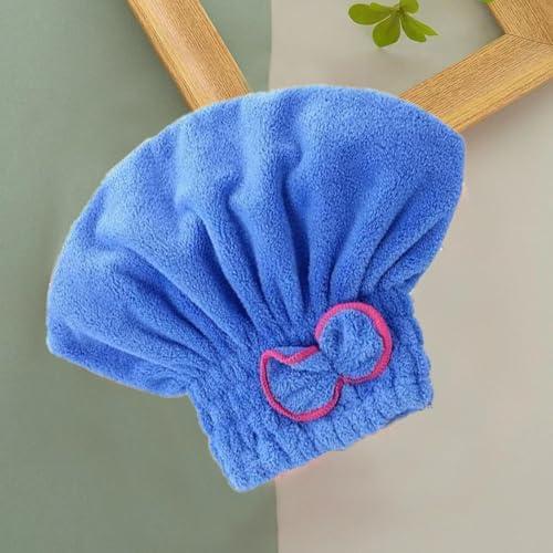 Turbante per capelli da donna, facile da indossare, super assorbente, ad asciugatura rapida, per capelli bagnati lunghi/corti, cuffia morbida per bagno, doccia, salone, viaggi, blu