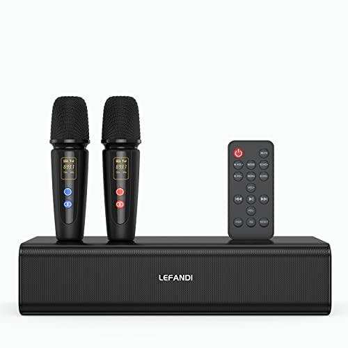 LEFANDI Karaoke Bluetooth, Karaoke con 2 Microfono Senza Fili, Portatile Altoparlante Bluetooth Cassa Karaoke con Microfoni, Sistema Karaoke Wireless per Riunioni,Conferenze, Chiesa, Matrimon