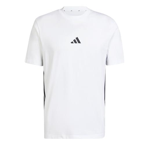 adidas Homme Essential Three Stripes Single Jersey Tee, White/Black, L
