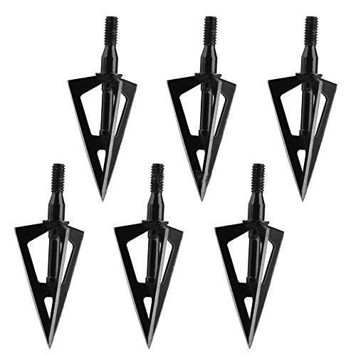 Generic 6 pz. Punte da Caccia Nero Punte di Freccia di Caccia di Punta Broad 100 gr per la Balestra e Compound