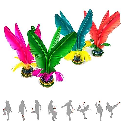 Jastown Kick Shuttlecock,Cinese Jianzi Feather Kicking Shuttlecock,Piume Colorate Jianzi Cinese per per Gioco Sportivo Esercizio Piede,volano del Piede,volano a calci all'aperto o al Coperto (4 PCS)