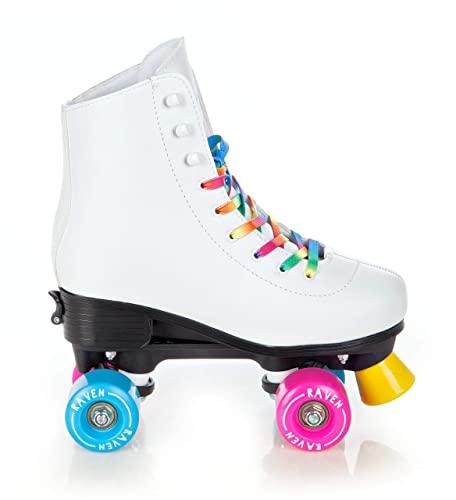 Raven – Pattini a rotelle per bambini, ragazze, adulti, bambini – Pattini a rot elle – In linea – Freno in PVC resistente – Ruote in gomma – Iris White, taglia 31-34 (20-21,5cm)