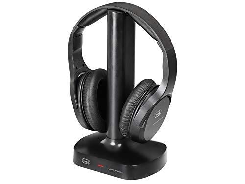 Trevi FRS 1480 R, Cuffie Wireless Stereo Ideali per TV e Sistemi HiFi, Cuffie Wireless con Jack 3.5 mm, Ingresso Ottico, Uscita RCA, 30 Metri Portata, Alimentatore Base in Dotazione, Ricarica Wireless