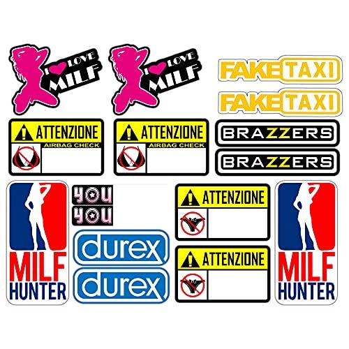 Adesivi Moto Divertenti Stickers decal fun tube porn youporn faketaxi fun - 16 Pezzi Kit - Motocross Bici Mtb Computer Motorino VINILE LUCIDO Marche Famose Pack
