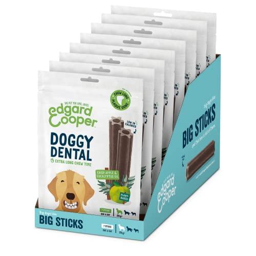 Edgard & Cooper Snack per Cane Stick Dentali Naturale 8x7 (confezione da 8) Bastoncini da Masticare, igiene dentale, tempo di masticazione lungo, alito fresco (Mela e Eucalipto, Grande)