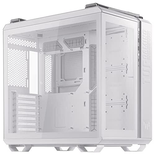 ASUS TUF Gaming GT502 Chassis per PC Gaming, Mid ATX, Doppia camera, zone di raffreddamento indipendenti, pannelli laterali senza attrezzi, USB 3.2 Gen2 Type-C frontale, Bianco