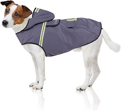 Bella & Balu Impermeabile Cane - Cappotto impermeabile per cani con cappuccio e catarifrangenti per protezione dal freddo, pioggia e neve in inverno e in vacanza. (XS, Grigio)