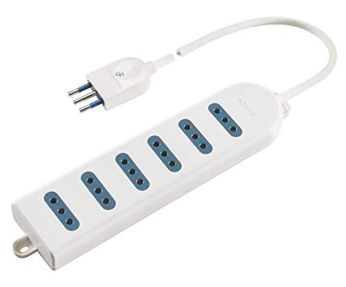 Poly Pool PP0396S Presa Multipla con 6 Prese 10 A e 1.5 m Cavo, Bianco