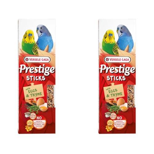 Versele-Laga Prestige Sticks Parrocchetti Uovo & Timo | Confezione Doppia | 2 x 60 g | Snack per piccoli parrocchetti | Senza conservanti, coloranti o aromi sintetici