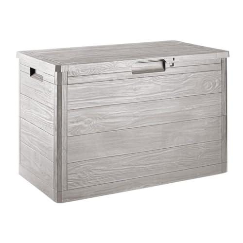 Toomax baule Multibox Woody's portattrezzi per esterni, baule da 160L, colore grigio tortora, dimensioni cm 77,5x44,5x52,7h
