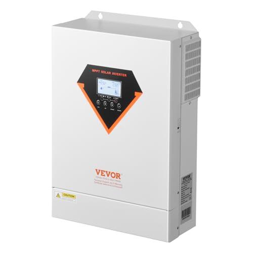 VEVOR Invertitore Solare Ibrido, Invertitore per Sistema Fuori Rete di Potenza a Onda Sinusoidale Pura Tutto in Uno, 48 V CC 220/230 V CA, 6000 W, con Regolatore Solare da 120 A Integrato