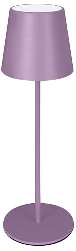 Majestic AGATA - Lampada da tavolo LED senza fili ricaricabile, Lunga durata, Dimmer Touch, Luce Calda-Naturale-Fredda, per interni ed esterni IP54, H37cm, LILLA PASTELLO
