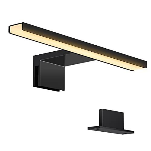 ERWEY 5W Lampada da Specchio LED per Bagno 3000K Bianco Caldo, 30cm 400lm Lampada da Armadio IP44, Lampada da Bagno Nera per Spechio Luce per Trucco (300mm)