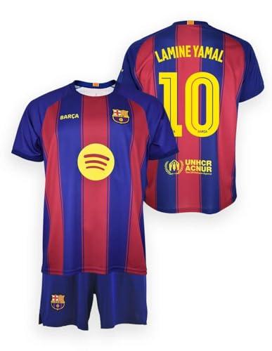 FCB FC Barcelona KIT BAMBINO LAMINE YAMAL 1ª Equipaggiamento 25/26 Replica Ufficiale - Set Bambino con Nome e Numero, Rosso e blu, 14 anni