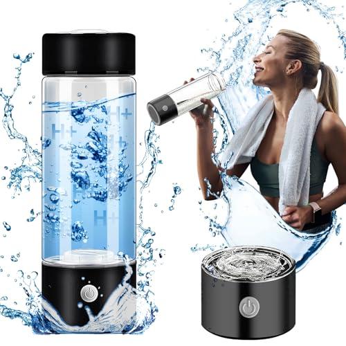 PQETBV Generatore di Idrogeno, Bottiglia D'acqua Idrogenata, Generatore Portatile di Bottiglie di Idrogeno, Ionizzatore D'acqua, Ideale per Ufficio, Viaggi e Lavoro (Nero)