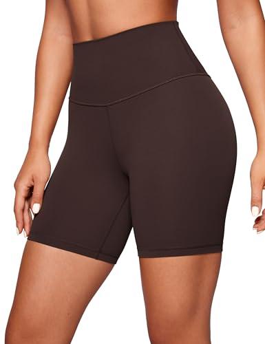 CRZ YOGA Pantaloncini Yoga Donna Butterluxe 15cm - Leggings Ginnastica Vita Alta Allenamento Running Biker Shorts Marrone Caramello Caldo 40