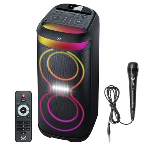 Majestic FIRE 38 – Speaker Wireless audio 5.3, Luci LED multicolor 6 effetti, ingressi USB/Micro SD/AUX/Mic, TWS, batteria ricaricabile, telecomando e microfono a filo inclusi