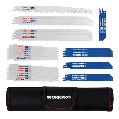 WORKPRO Set di Lame per Sega a Gattuccio Universale da 32 Pezzi in Borsetta, Lama per Sega a Sciabola per Taglio Metallo e Legno, Realizzato in HSS e Cr-V