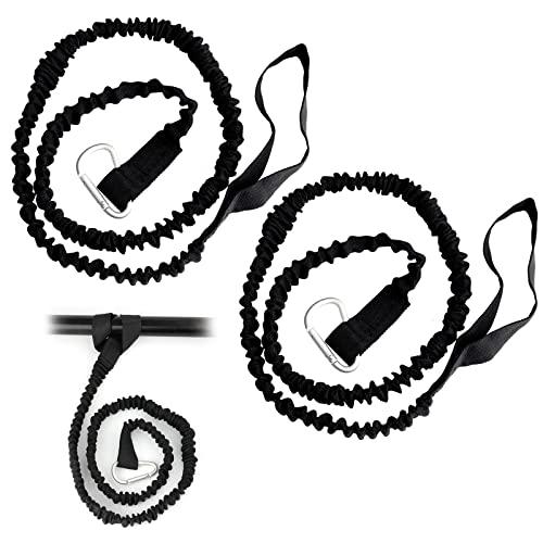 AIEX 2 Pezzi Guinzaglio per Pagaia per Kayak, 34-61 Pollici Estensibile Leash Pagaia con Moschettone Cordino Pagaia Corda Kayak Elasticizzata per Canoa Barca Tavola da Surf Canna da Pesca
