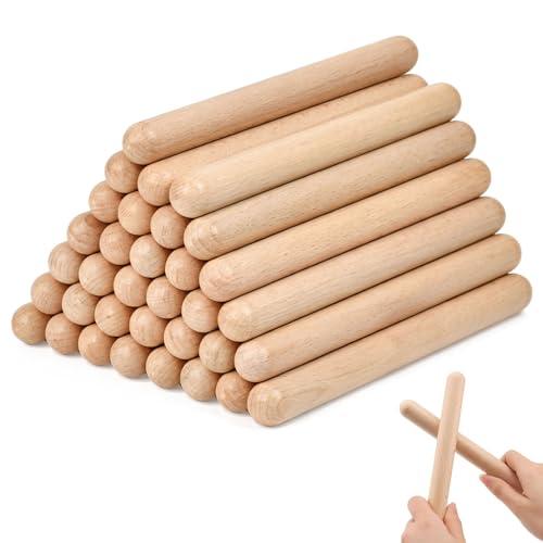 TCETCY 32 Pezzi Clave di Legno, 20 cm di Bacchette per Strumenti a Percussione Legno Claves Strumento Un Percussione Musicale Strumento Legnetti per Insegnamento Musicale, Strumenti Per Musica, Regali