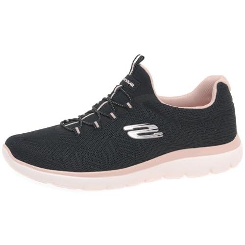 Skechers Summits Artistry Chic, Scarpe da Ginnastica Donna, Bordo in Rete Nera Rosa Chiaro, 39 EU