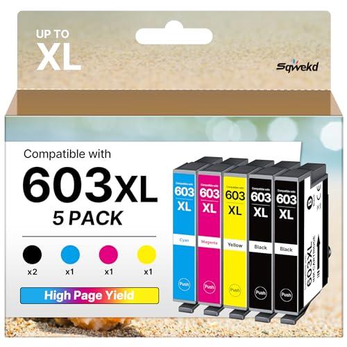 Sqwekd 603XL Cartucce d'inchiostro Compatibili per Epson 603 XL per Expression Home WF 2810 XP-4100 XP-2100 XP-3100 WF-2820 XP-2105 XP-3105 WF-2835 WF-2830 (2 Nero, 1 Ciano, 1 Magenta, 1 Giallo)