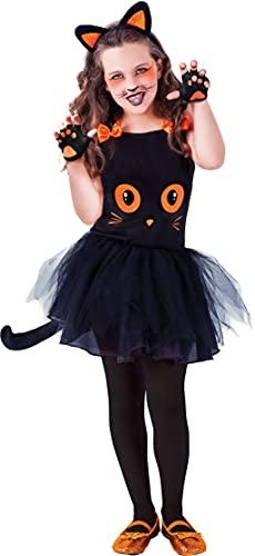 Rubies Costume tutù da gatto nero per bambina, top con stampa di gatto nero, fascia per capelli, tutù con coda e calze, Originale di Rubies, Ideale per Halloween, Carnevale e compleanno