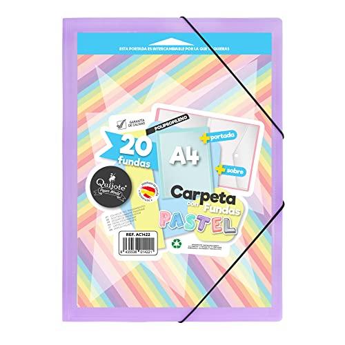 Starplast Cartelle Con Fodere - Cartelle in Plastica, Raccoglitore, Portadocumenti, Chiusura Elastica, Formato A4, per Uso Scolastico e Ufficio - 20 Fodere Lilla