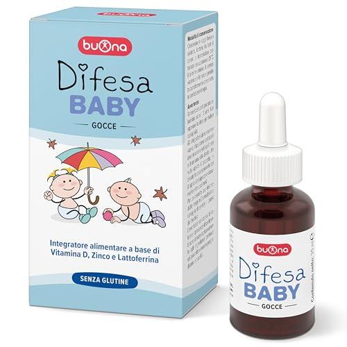 Buonavit Baby Gocce Multivitaminico Bambini 20ml, Integratore Vitamina D A B1 B2 B6 E Vitamina B12 e Acido Folico, Gusto Biscotto, Multivitaminico Senza Glutine e Lattosio, con Contagocce