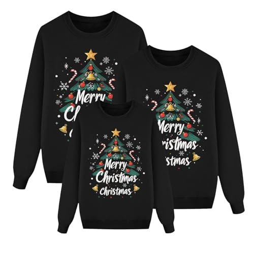 Generico Felpe Natale Famiglia Set, Maglione Natalizio Famiglia Funky Christmas Print Babbo Natalizi Felpe Famiglia Girocollo Pullover Sweatshirt Natalizio Donna