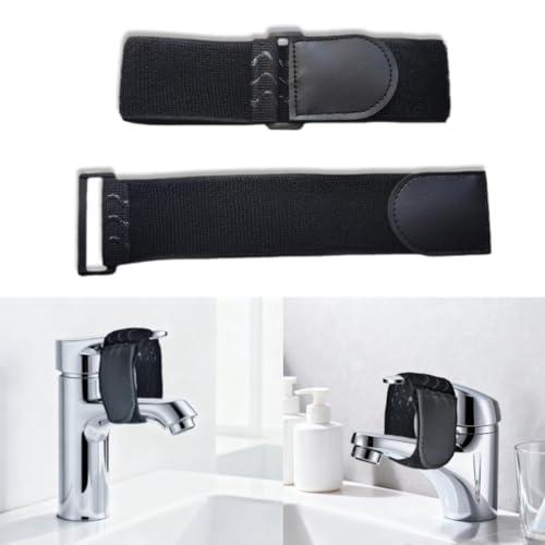 Protezione per Bambini, Impedisce ai Bambini di Aprire il Rubinetto, Sicurezza dell'Acqua per Bambini, Banda Elastica in Velcro, Rubinetto, Per Cucina, Bagno (2 Pezzi, Nero, 5 * 30 cm)