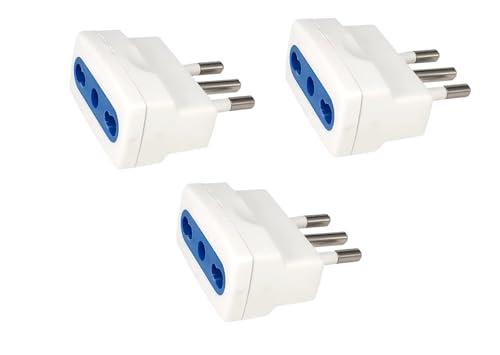 Naturìì Set di 3 Adattatori Elettrici con Spina 10A e Presa Bivalente Bipasso 10/16A, adattatore Riduttore Compatibile con Vecchi Impianti Elettrici, Max 1500W, Colore Bianco