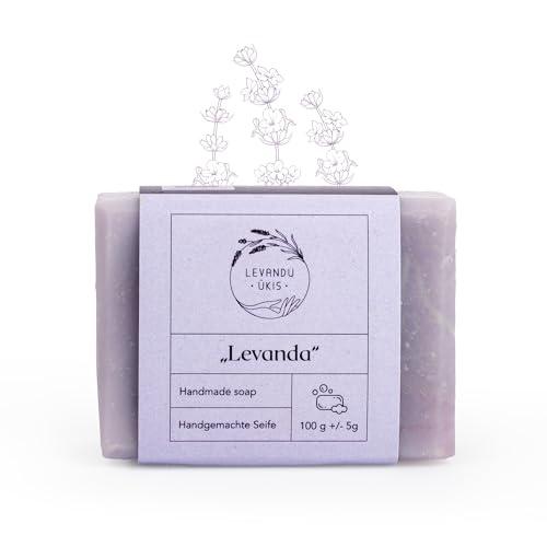 Sapone Lavanda Naturale Artigianale – Sapone Fatto a Mano con Oli Vegetali e Olio Essenziale, Idratante, Vegan, 100g - Levandu Ukis