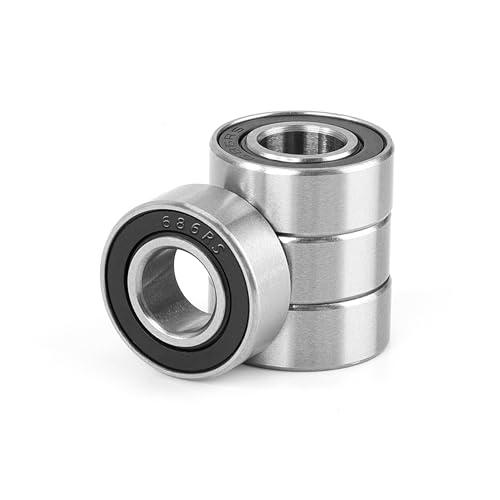 4 Pezzi 686-2RS Cuscinetti a Sfera Sigillati 6x13x5mm, Doppia Guarnizione in Gomma, Acciaio Cromato, Pre-Lubrificati, Gola Profonda in Miniatura per Skateboard, Scooter, Pattini in Linea