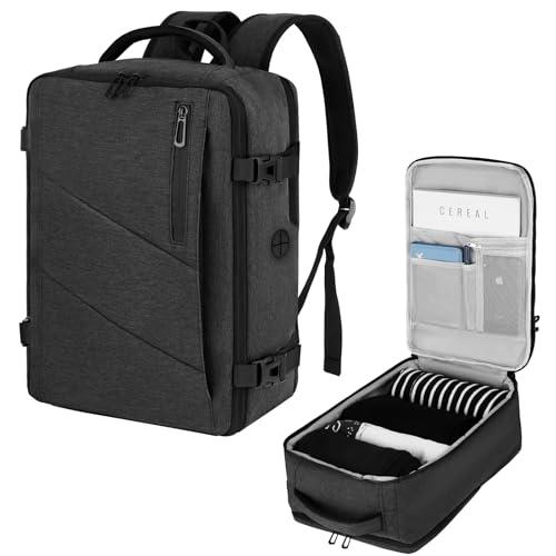 VOESLD Zaino Viaggio 40x30x20, Zaino da Viaggio Aereo Bagaglio a Mano Porta PC Donna Uomo Grigio Scuro per Tutte le Principali Compagnie Aeree