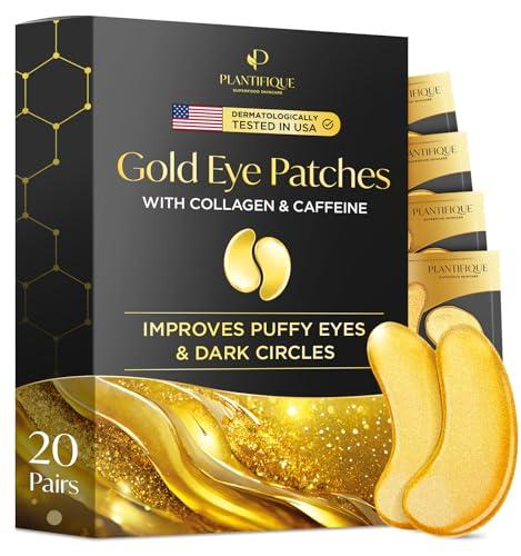 PLANTIFIQUE Patch Occhi Antirughe Donne e Uomini | Maschera Occhiaie e Borse | Skin Care Kit Viso Crema Contorno Occhi Idratante | 20 Paia di Cerotti