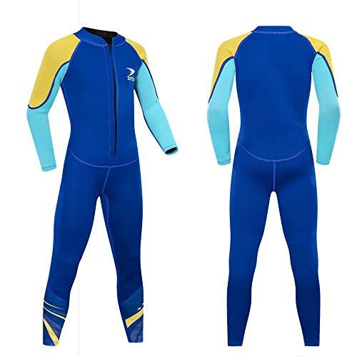 Muta per bambini ZCCO, costume da bagno termico in neoprene da 2,5 mm, tute umide da ragazzo e ragazza per bambini, caldo, manica lunga, costume da bagno per immersioni, nuoto, surf (Blu acceso, 2XS)