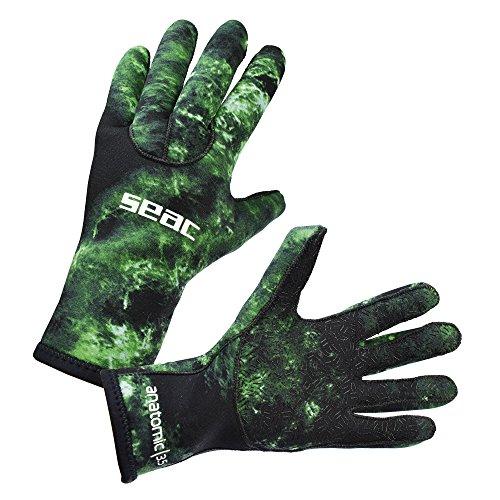 SEAC Anatomic Camo Gloves Guanti da Sub in Neoprene da 3.5 mm per Pesca Subacquea in Apnea Unisex Adulto, Camo Verde, M