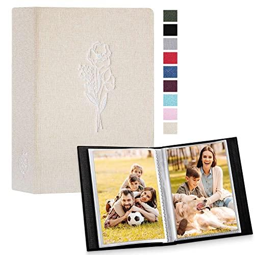 Lanpn Album Fotografico 10x15 100 con Tasche 2 Confezioni, Piccolo Mini Biancheria Album Foto Portafoto Verticale Tascabile Tasca Beige