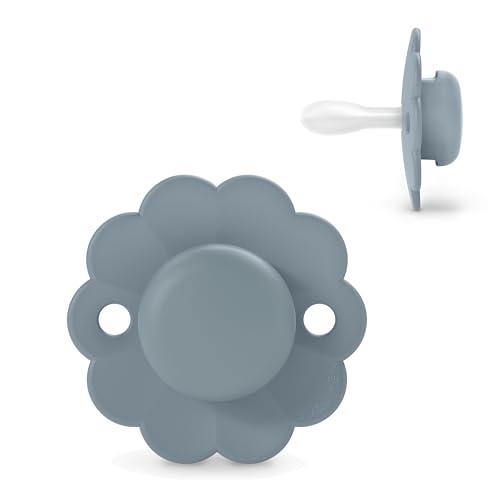 Suavinex, Ciuccio per Neonati 6/18 Mesi, Ciuccio Rotondo con Tettarella in Silicone SX Pro, Tettarella Simmetrica, Piatta e Flessibile, Rispetta lo Sviluppo del palato, Wonder, Blu Lago