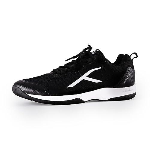 HUNDRED Infinity PRO Non-Marking Professional Badminton Shoe for Men (Black/White, EU 42/UK 8/US 9) | Material: Polyester/Mesh | Suitable for Indoor Tennis/Squash/Table Tennis/Basketball & Padel