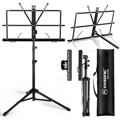 Kasonic - Supporto per spartiti pieghevole 2 in 1 e supporto per libri da tavolo, portatile e leggero, con supporto per spartiti musicali e borsa per il trasporto, adatto per prestazioni strumentali