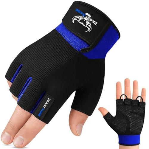 BEAST RAGE Guanti Palestra Ideali da Sollevamento Pesi Ciclismo Guanto Gloves for Gym Allenamento Traspiranti e Aderenti Training Guantini Palestra per Uomo e Donna