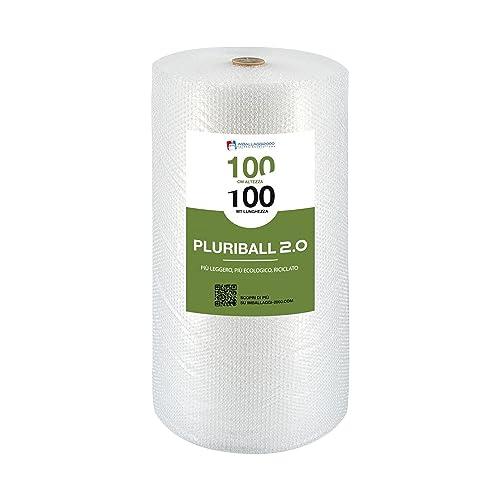 IMBALLAGGI 2000 - PLURIBALL 2.0 - Rotolo Pluriball Ecologico - 1x100 mt - Imbottitura per Imballaggio Bolle - Pluriball 100 metri per la Protezione durante Traslochi e Spedizioni
